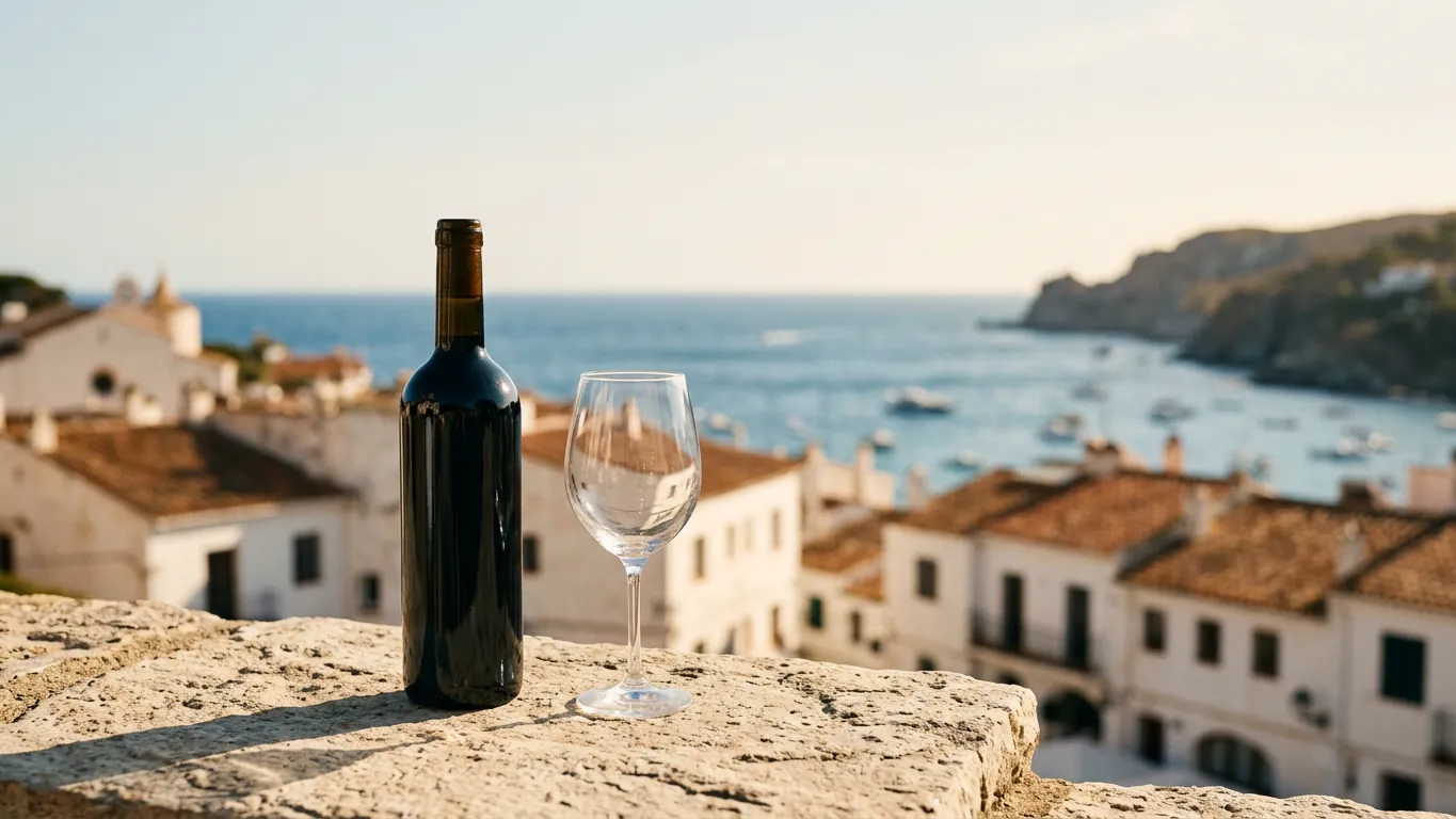A bottle of red on a sunny wall